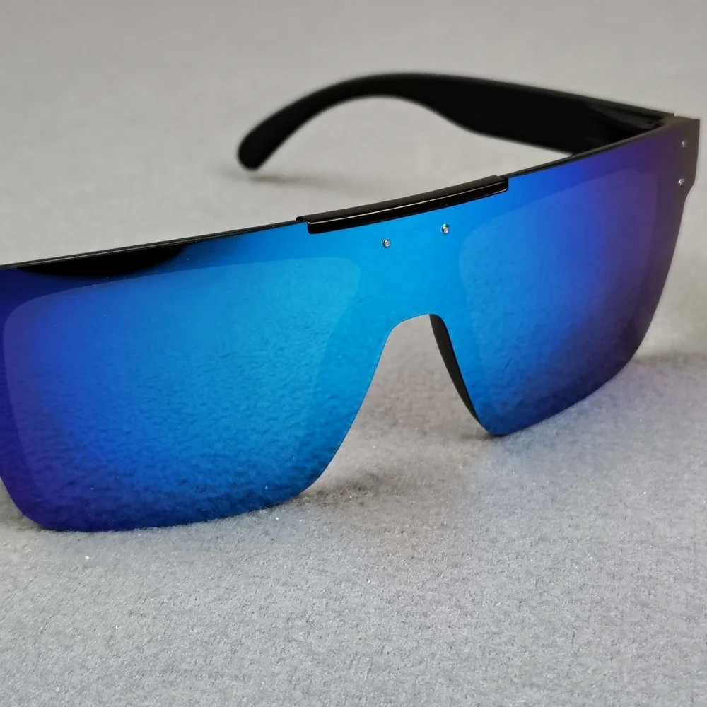 Rebel Reaper Sunglasses Blue Mirror Heat Wave Style Black Frame Surfer Boat NEW